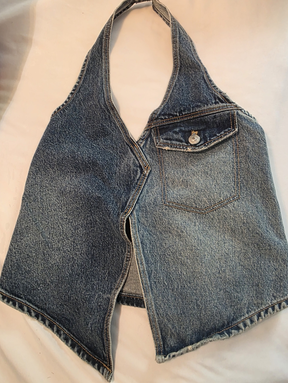 Zara Medium Blue Denim Halter Top